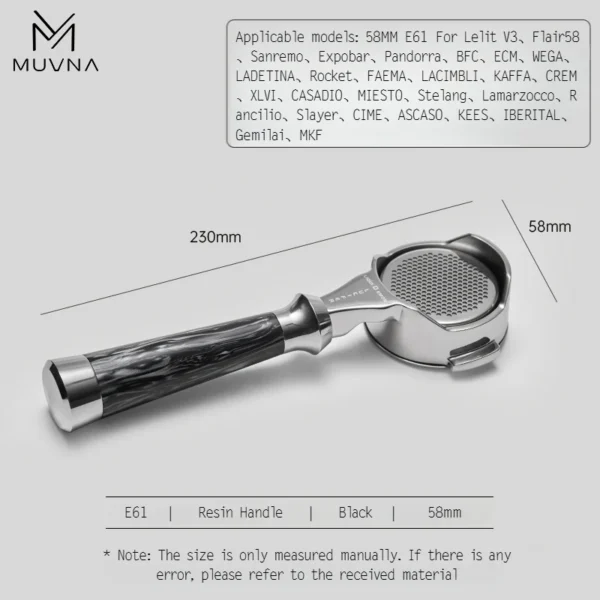 MUVNA Espresso Bottomless Portailfter With Basket Lucifer Series E61 - Image 2