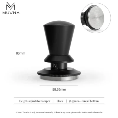 MUVNA Infinitely Adjustable Knob Espresso Powder Press 58.35 mm