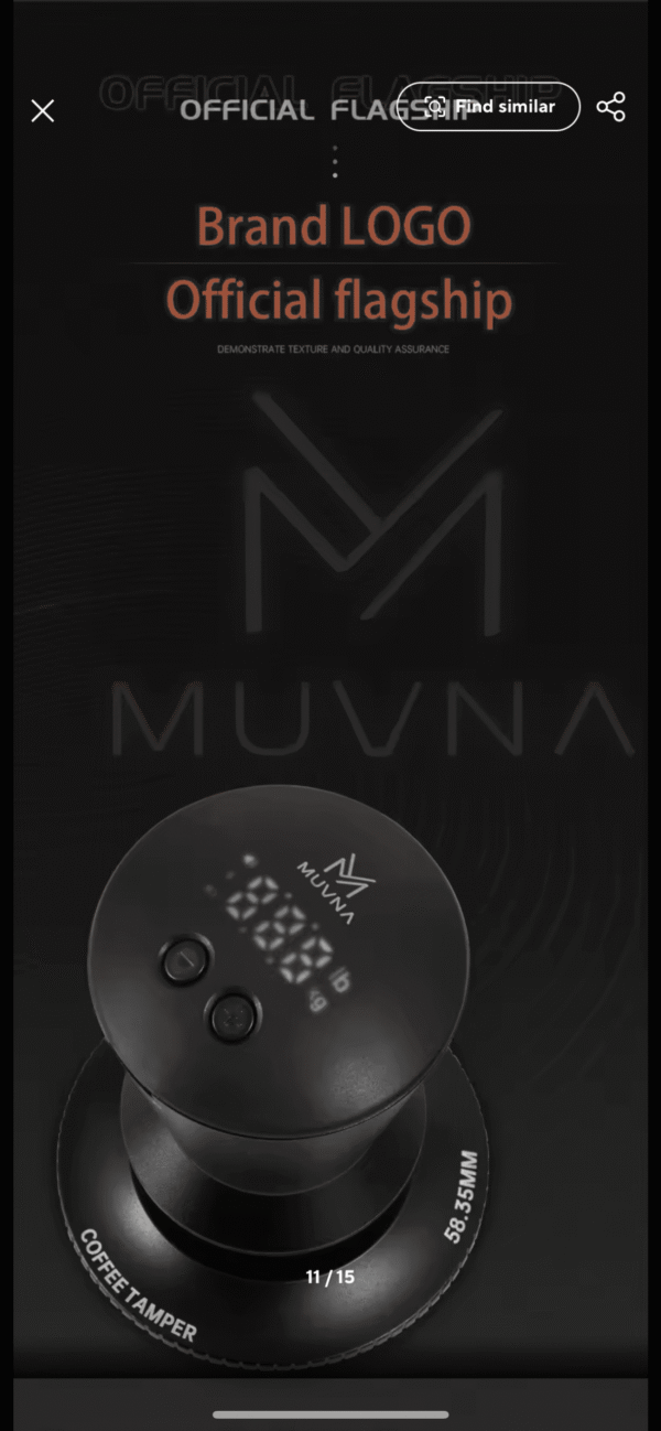 MUVNA DIGITAL CALIBRATED COFFEE TAMPER: 58.35MM RIBBED BASE BLACK - Image 9