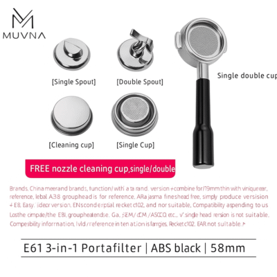 MUVNA – E61 3-in-1 Portafilter 58 mm ABS / Steel / Black