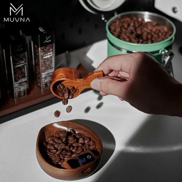 MUVNA Electronic Scale Coffee Bean Tray-Walnut - Image 6