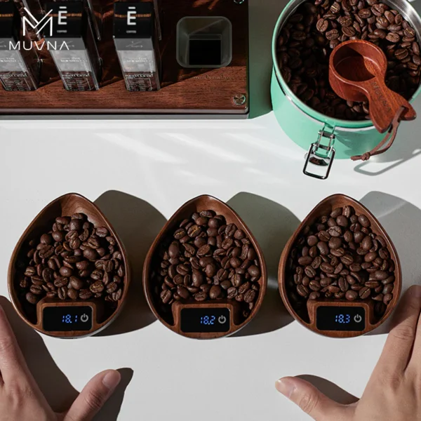 MUVNA Electronic Scale Coffee Bean Tray-Walnut - Image 5