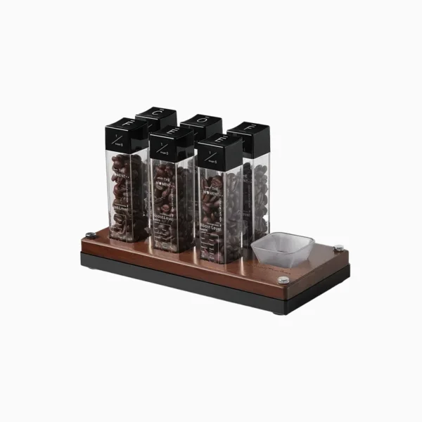 MUVNA Coffee Bean Cellars with Stand & Hopper 6 Tubes wood - Image 2