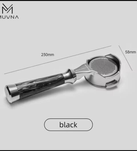 MUVNA Bottomless Portafilter – E61 Group Head – 58mm – Resin Handle – Black