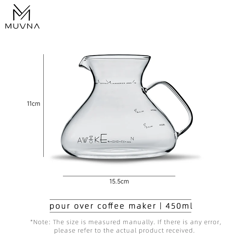 MUVNA Pure Glass – 450ml Pour Over Coffee Maker