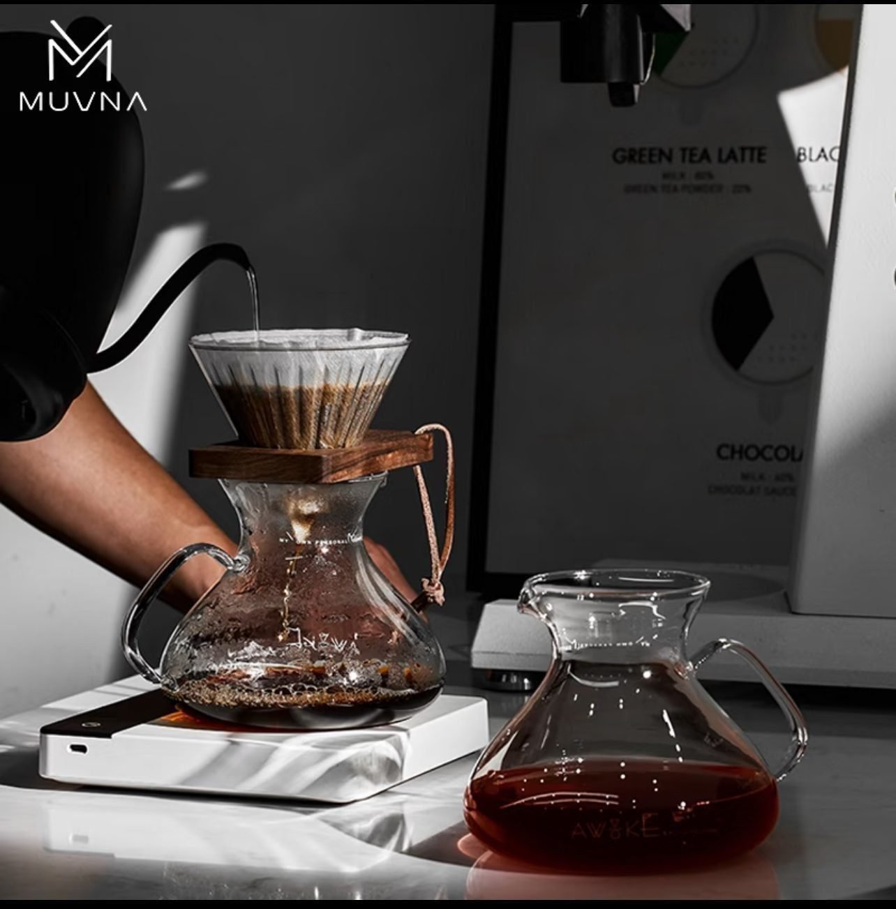 MUVNA Pure Glass – 450ml Pour Over Coffee Maker - الصورة 3