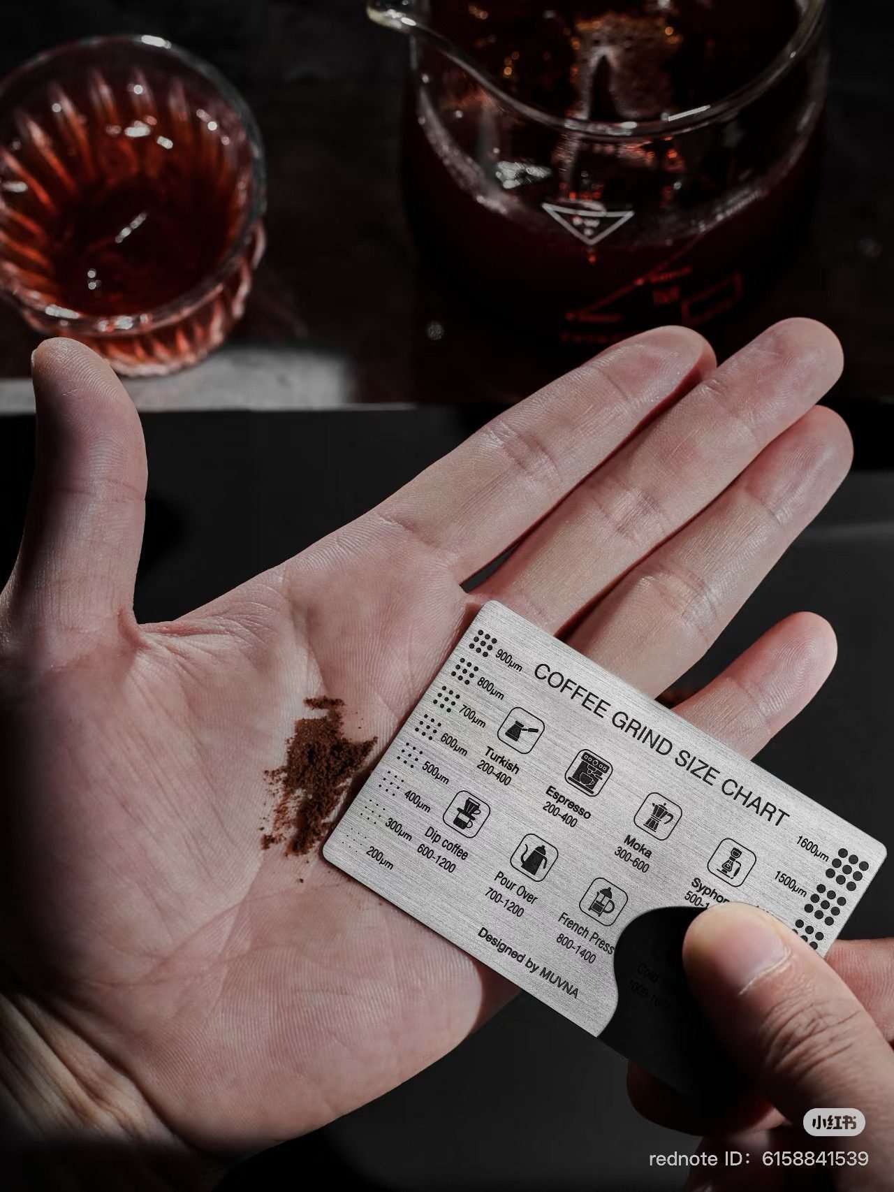 Muvna Stainless Steel Grinding Reference Card: Square Style