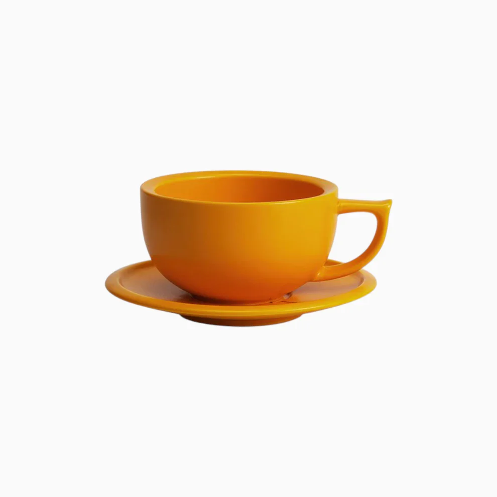 MUVNA Embossed Ceramic Latte Cup 280ml orange
