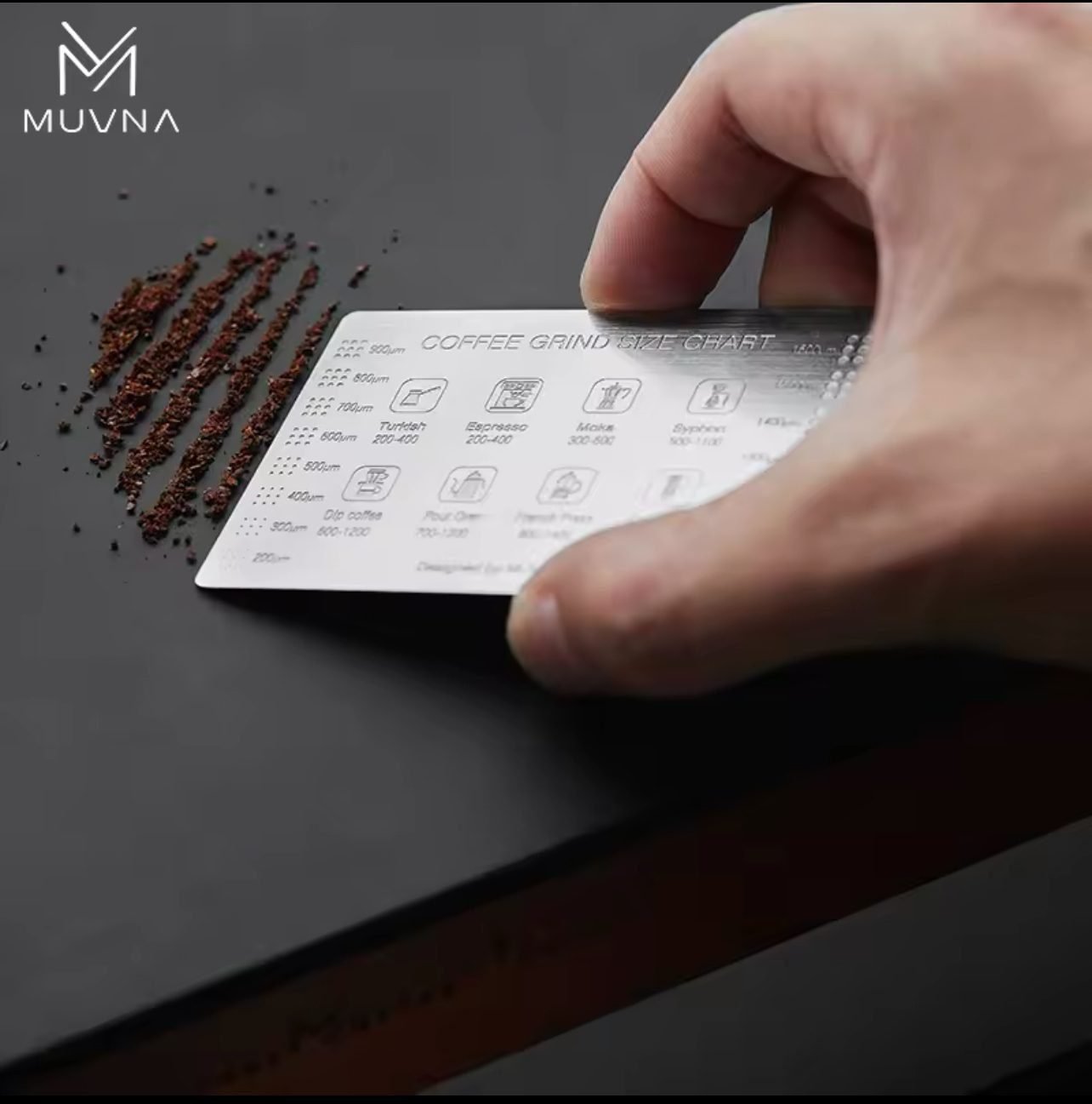 ⁦Muvna Stainless Steel Grinding Reference Card: Square Style⁩ - الصورة ⁦4⁩