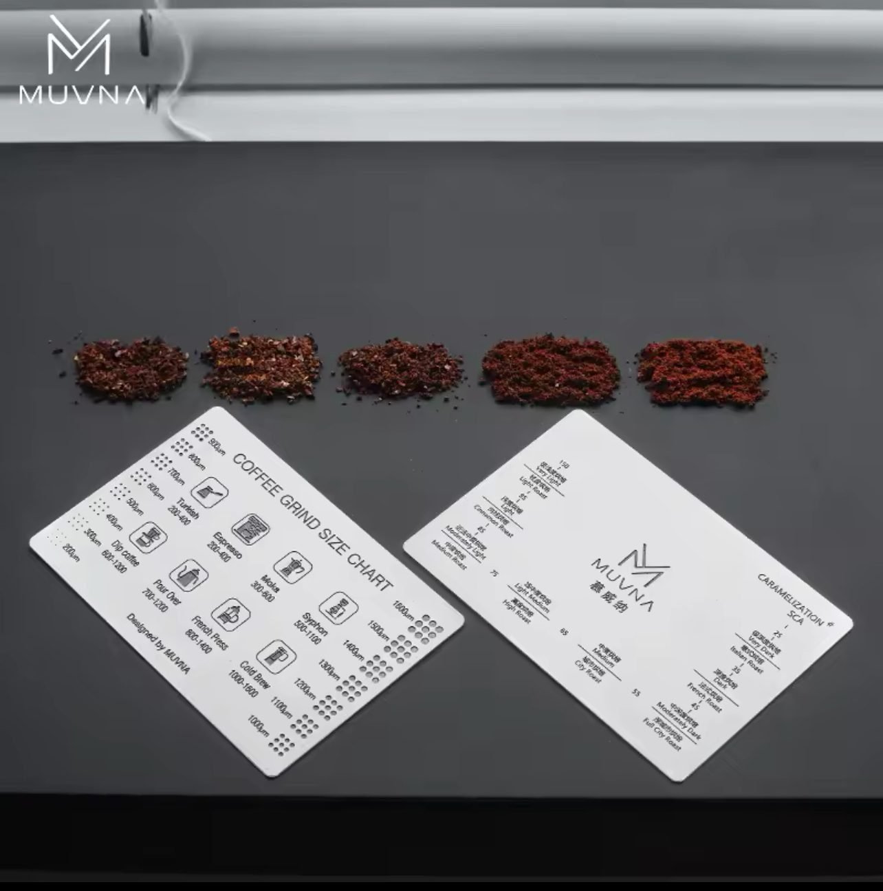 ⁦Muvna Stainless Steel Grinding Reference Card: Square Style⁩ - الصورة ⁦2⁩