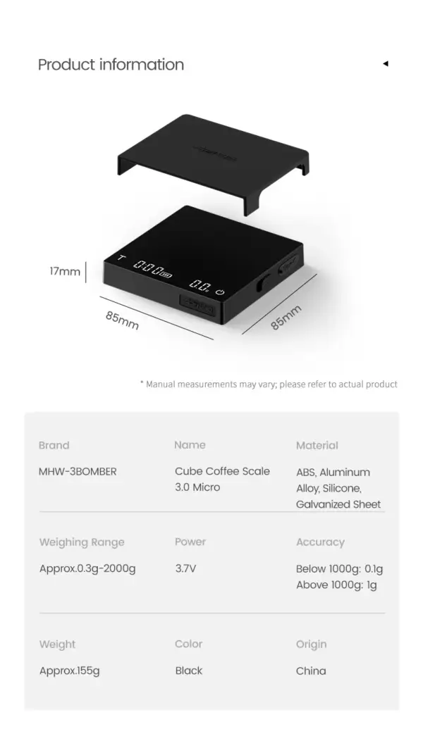 ⁦MHW-3BOMBER CUBE COFFEE SCALE 3.0 MICRO⁩ - الصورة ⁦14⁩