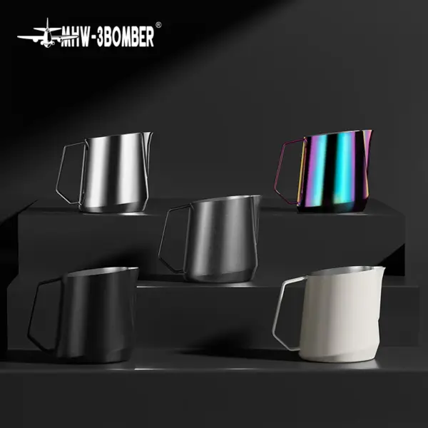 ⁦MHW GT Milk Pitcher 600ml Matte Black U-shape spout⁩ - الصورة ⁦3⁩