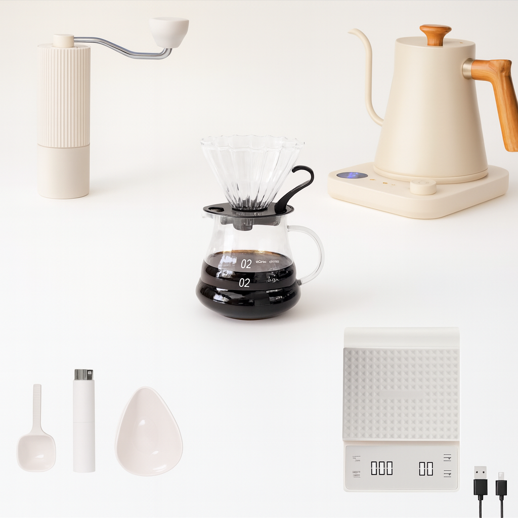 طقم تحضير القهوة المختصة ( اللون الابيض )