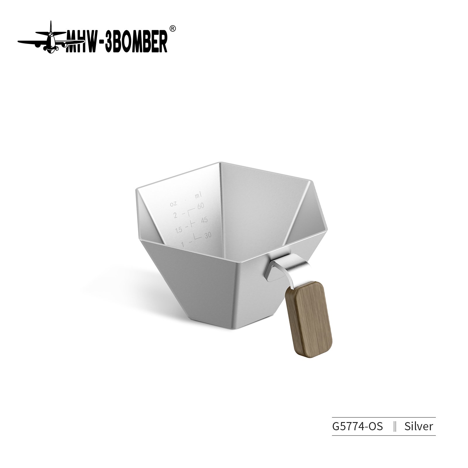 MHW-3BOMBER PRISM MEASURING CUP-Silver