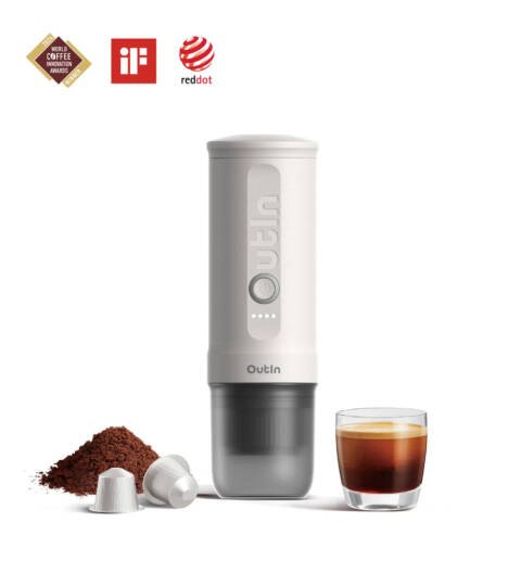 OutIn Nano Portable Espresso Machine (Pearl White)