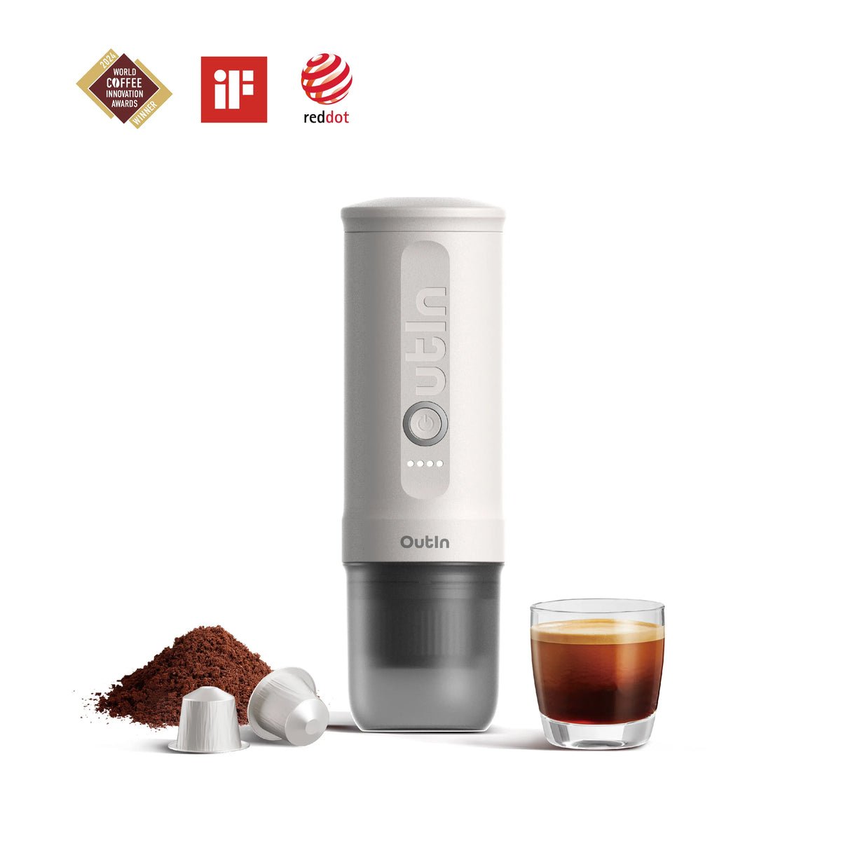 OutIn Nano Portable Espresso Machine (Pearl White)