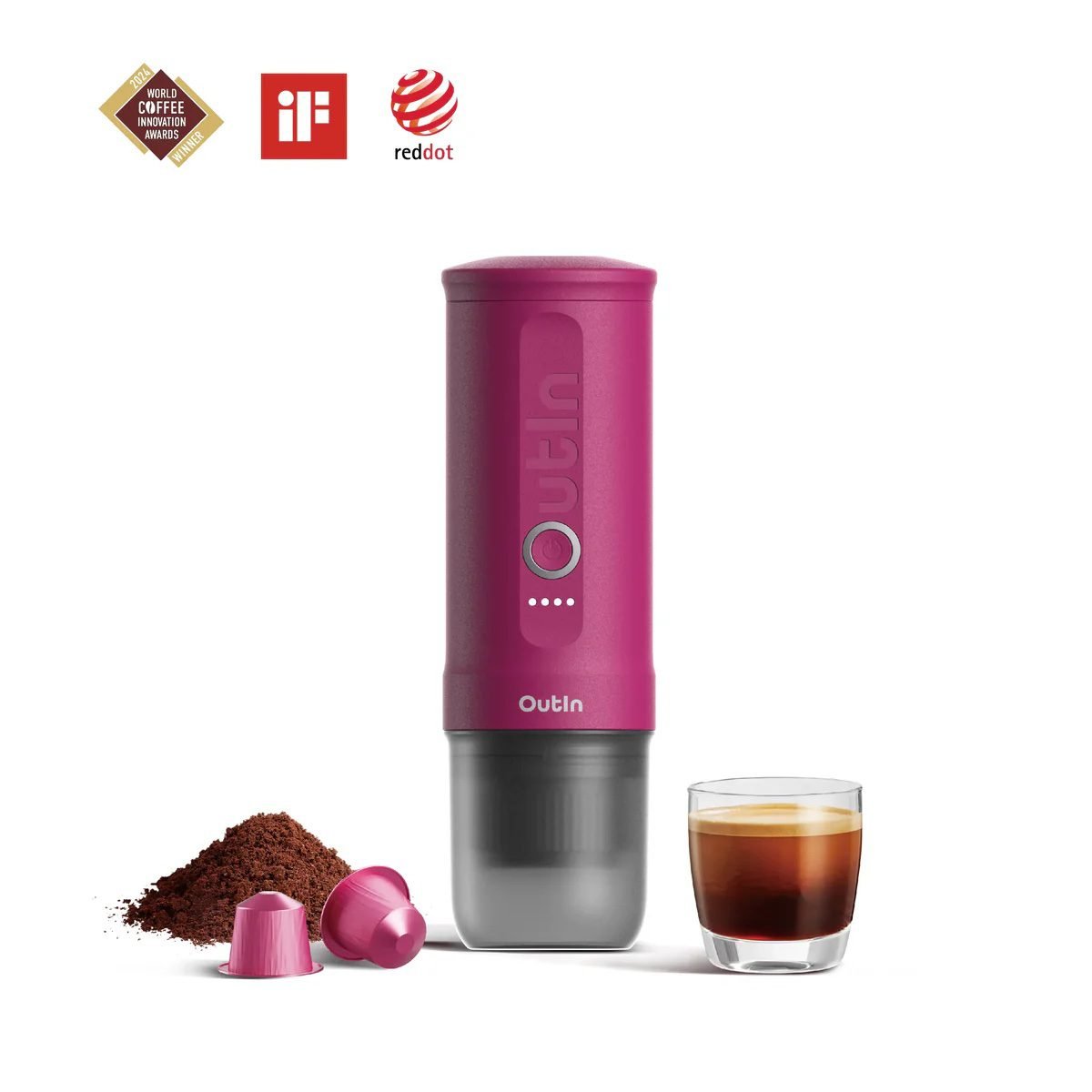 OutIn Nano Portable Espresso Machine (Fuchsia Pink)
