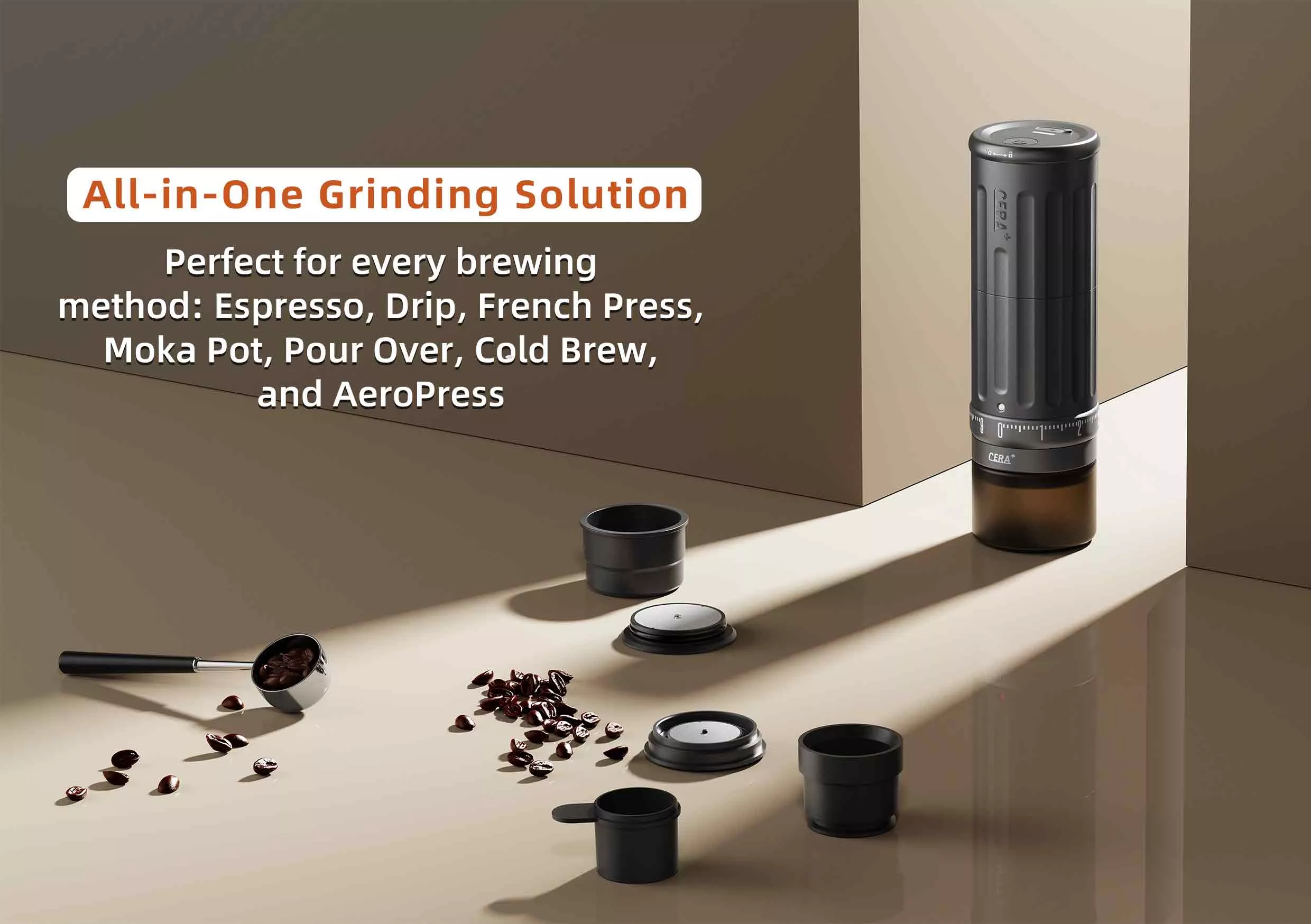 ⁦Cera+ CGE03 Portable Electric Coffee Grinder⁩ - الصورة ⁦8⁩