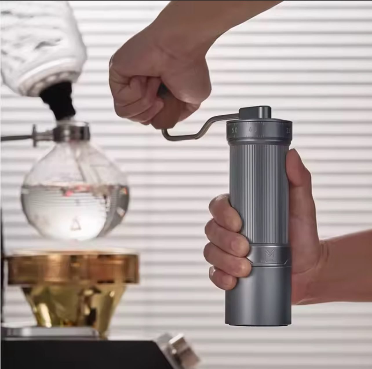 MUVNA GM2 Hand Manual Grinder Coffee External Adjustment Stainless Steel Upgraded - Silver - الصورة 2