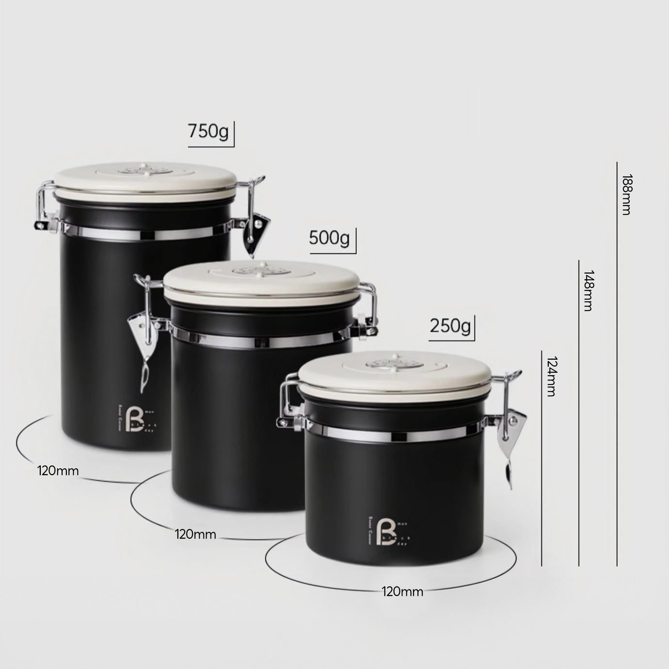 ⁦Muvna AIRTIGHT COFFEE BEAN STORAGE CANISTER 750 g⁩ - الصورة ⁦2⁩