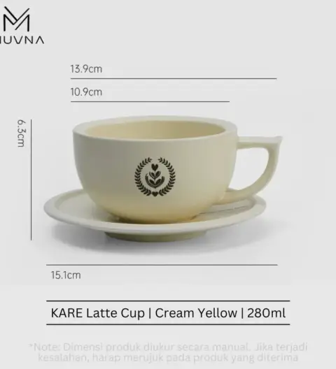 MUVNA Embossed Ceramic Latte Cup 280ml