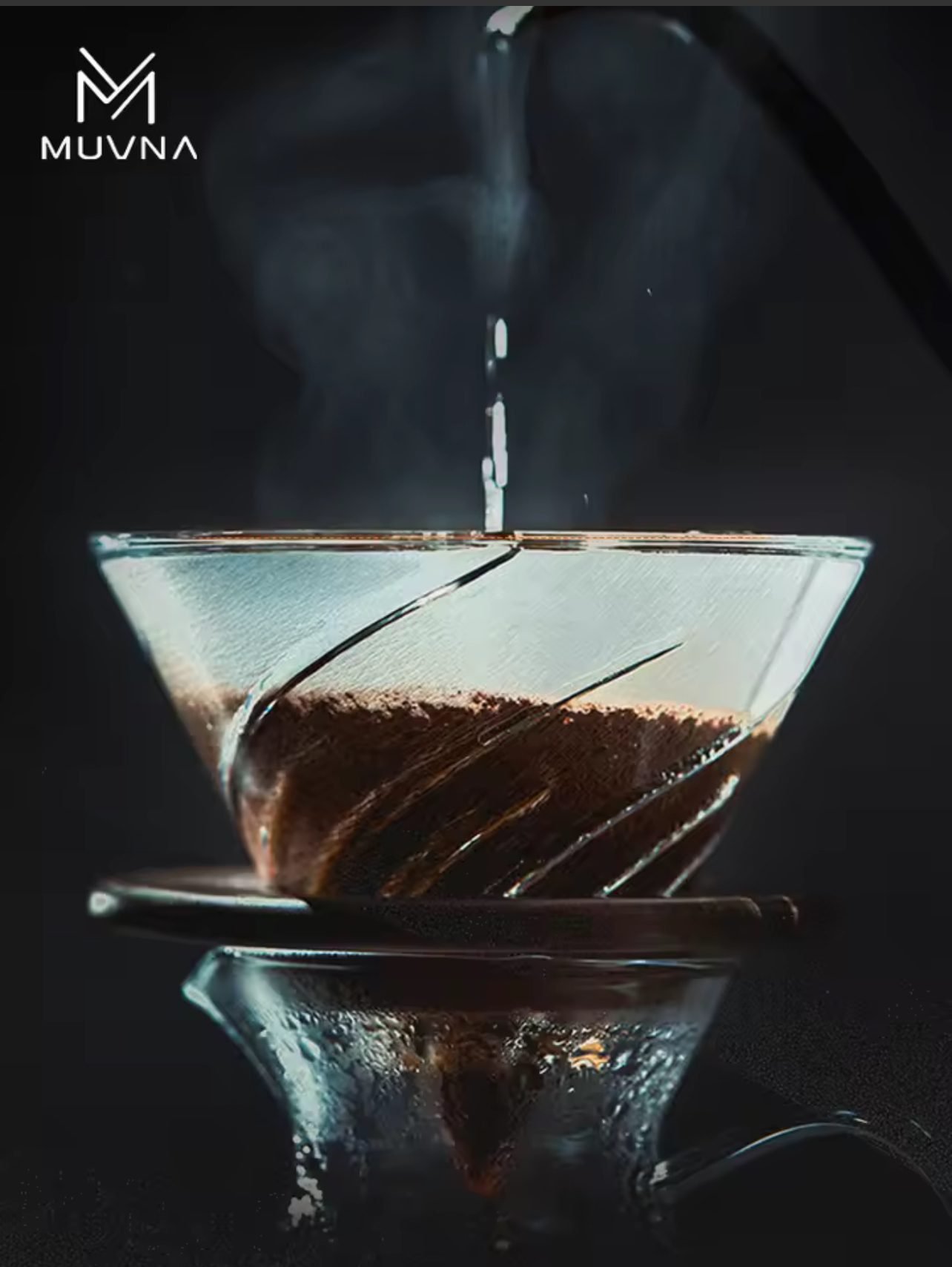 ⁦Muvna Drip Coffee Dripper and Wooden Dripper Stand⁩ - الصورة ⁦2⁩