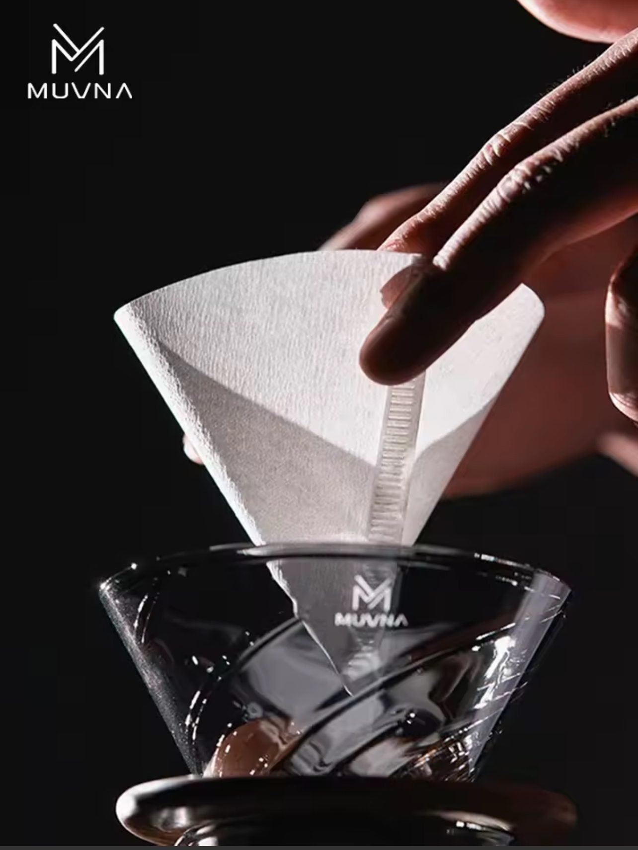 ⁦Muvna Drip Coffee Dripper and Wooden Dripper Stand⁩ - الصورة ⁦3⁩