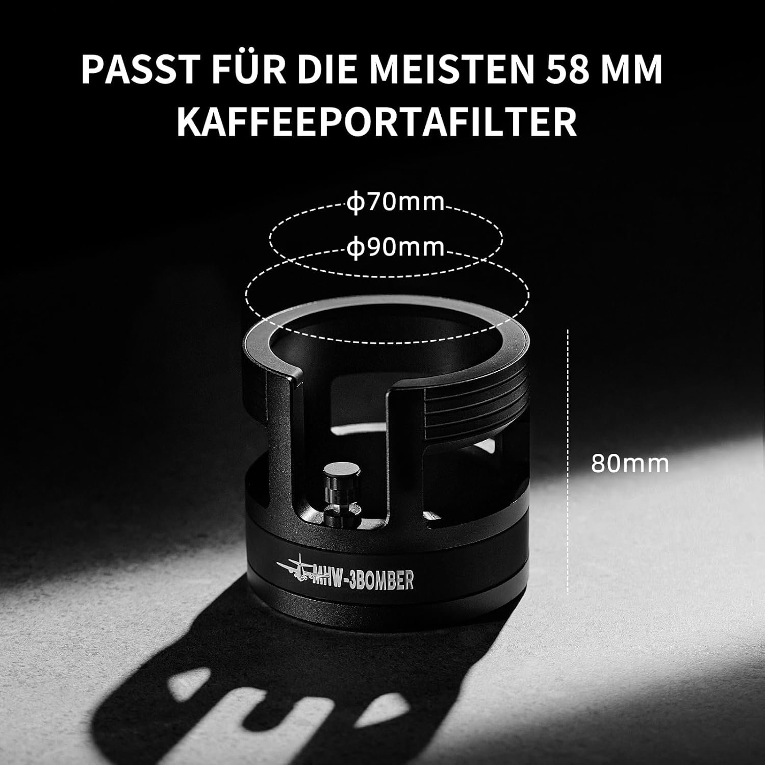 MHW-3BOMBER Yu Series 58 mm Portafilter Container, Black - الصورة 6