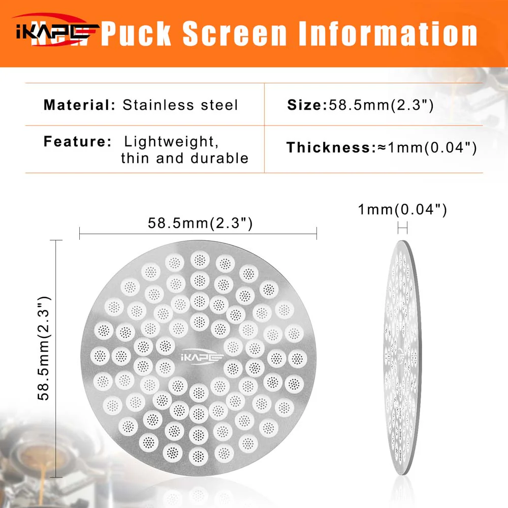 ⁦IKAPE V2 Espresso Puck Screen, Coffee Puck Screen Thick 0.8mm 58.5 mm⁩ - الصورة ⁦7⁩