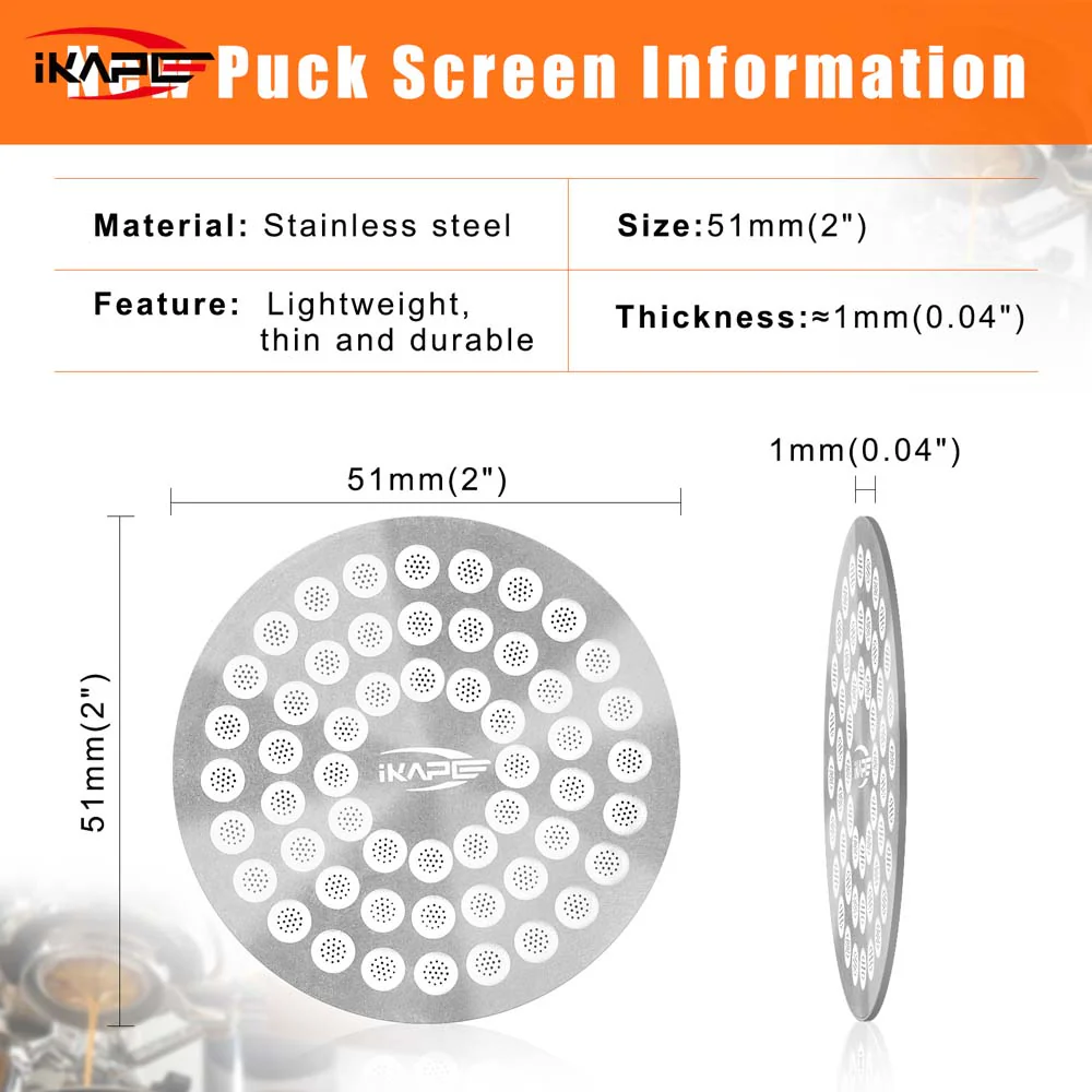 ⁦IKAPE V2 Espresso Puck Screen, Coffee Puck Screen Thick 0.8mm 51 mm⁩ - الصورة ⁦7⁩