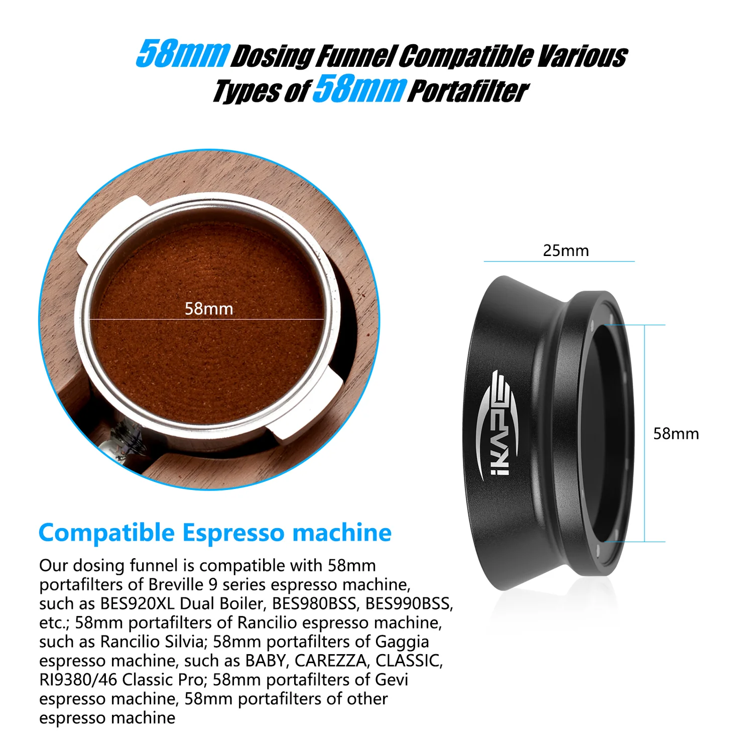 ⁦IKAPE V3 Espresso Magnetic Dosing Funnel / Non-embedded 58 mm⁩ - الصورة ⁦7⁩