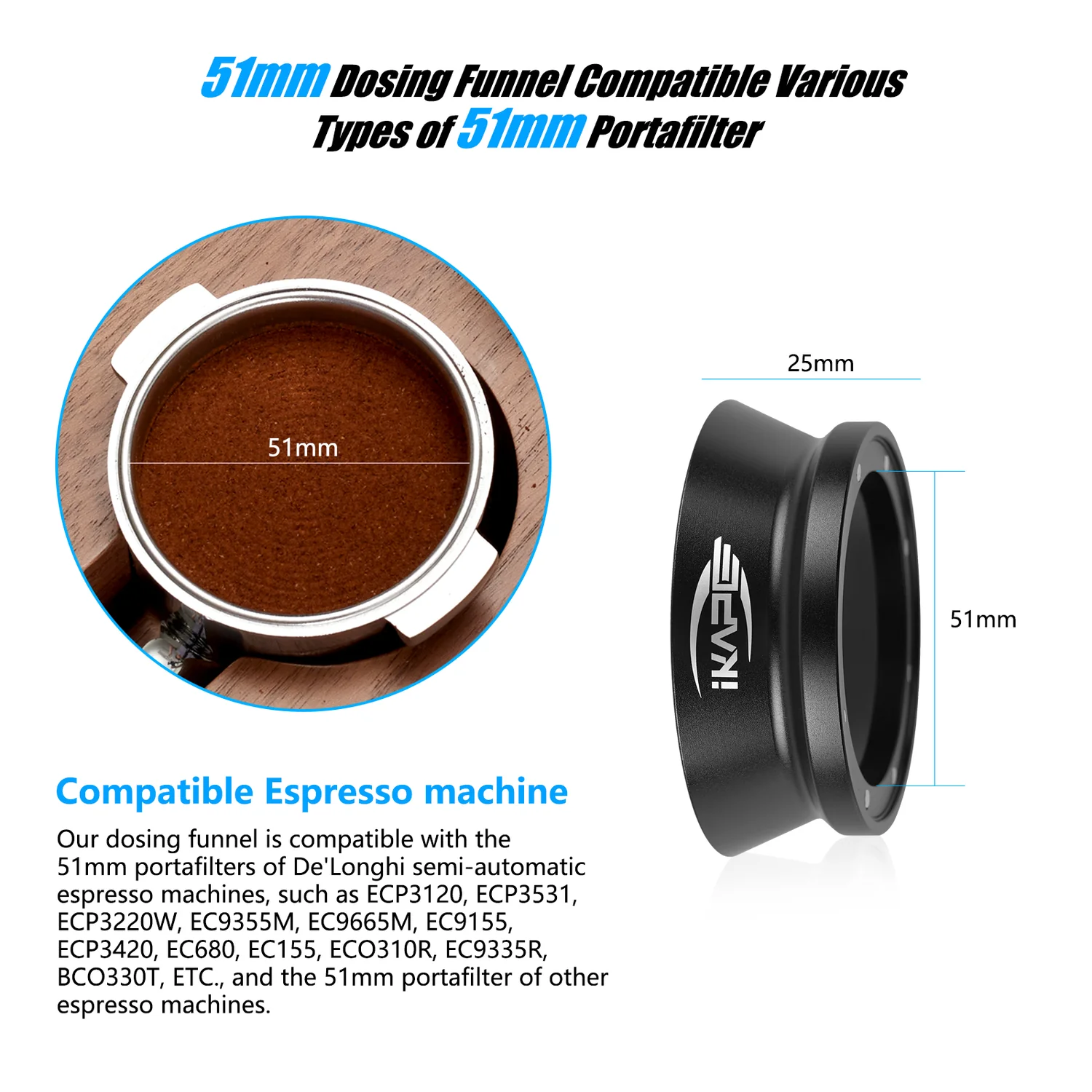 ⁦IKAPE V3 Espresso Magnetic Dosing Funnel / Non-embedded 51 mm⁩ - الصورة ⁦7⁩