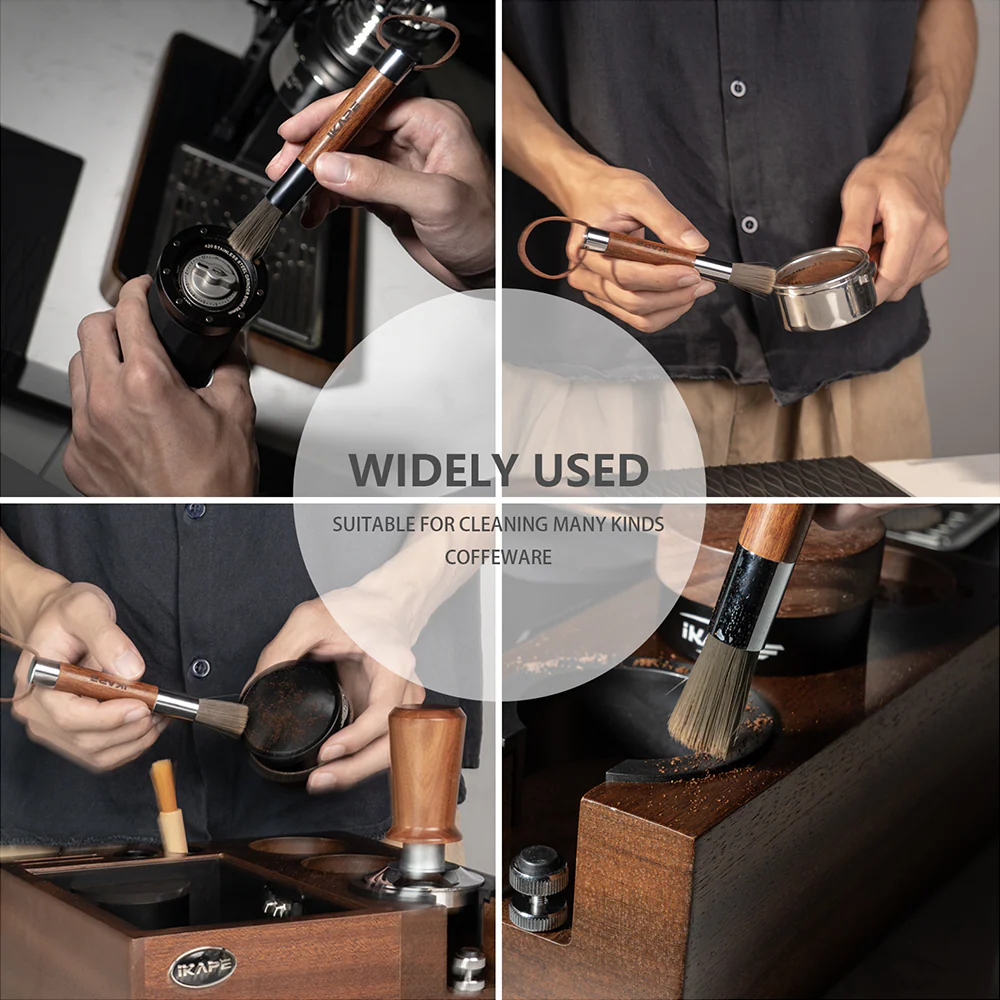 ⁦IKAPE Espresso Walnut Wood Handle Clean Brush⁩ - الصورة ⁦4⁩