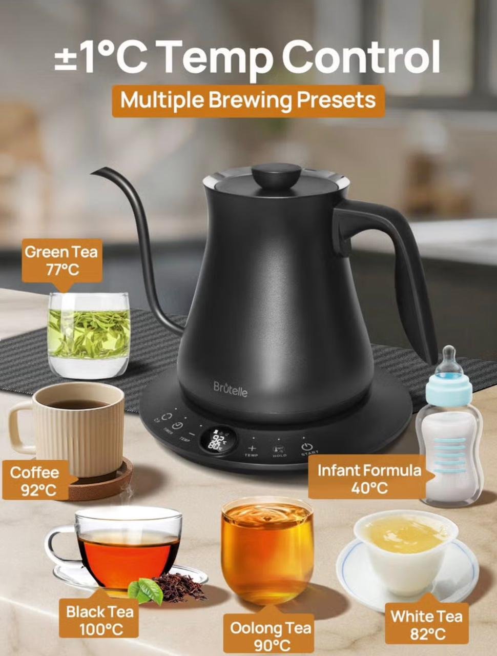 ⁦Electric Kettle V60 Coffee Kettle Gooseneck Kettle 800Ml- Black⁩ - الصورة ⁦6⁩