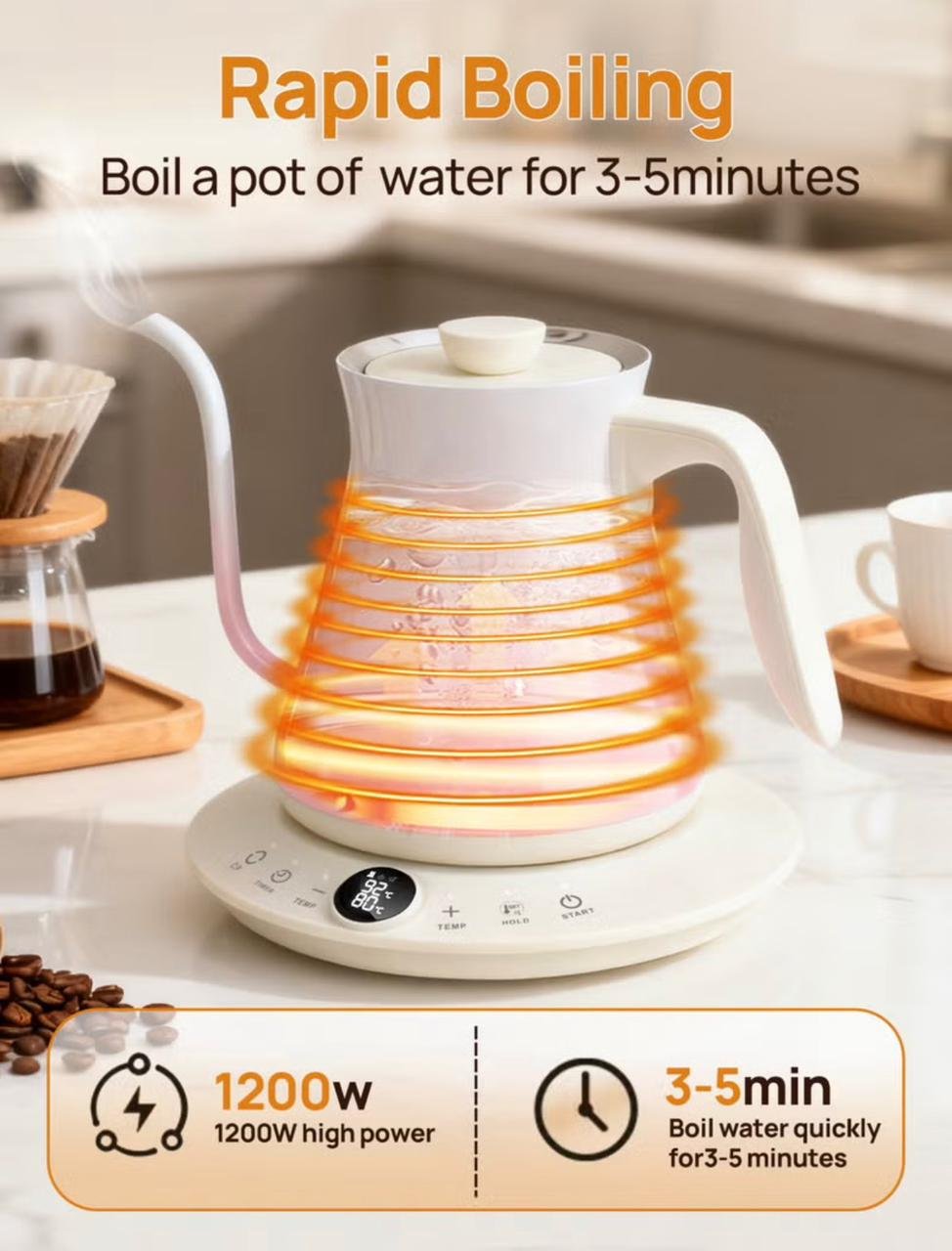 ⁦Electric Kettle V60 Coffee Kettle Gooseneck Kettle 800Ml- Pink⁩ - الصورة ⁦6⁩