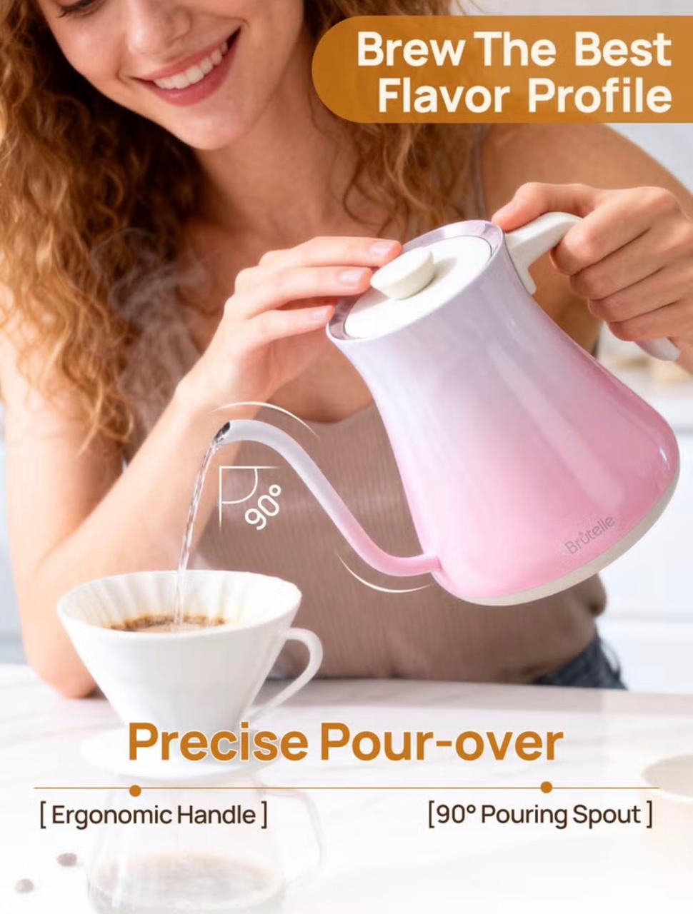 ⁦Electric Kettle V60 Coffee Kettle Gooseneck Kettle 800Ml- Pink⁩ - الصورة ⁦5⁩