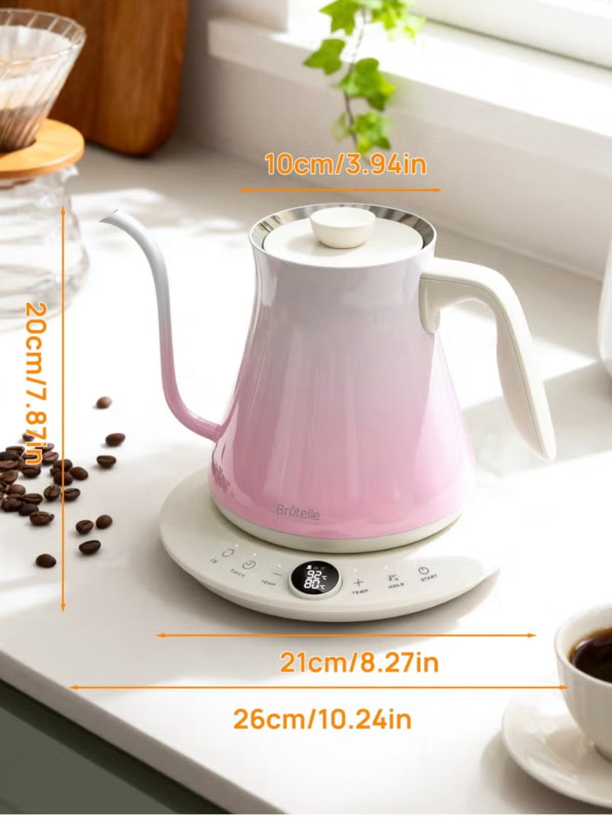 ⁦Electric Kettle V60 Coffee Kettle Gooseneck Kettle 800Ml- Pink⁩ - الصورة ⁦3⁩