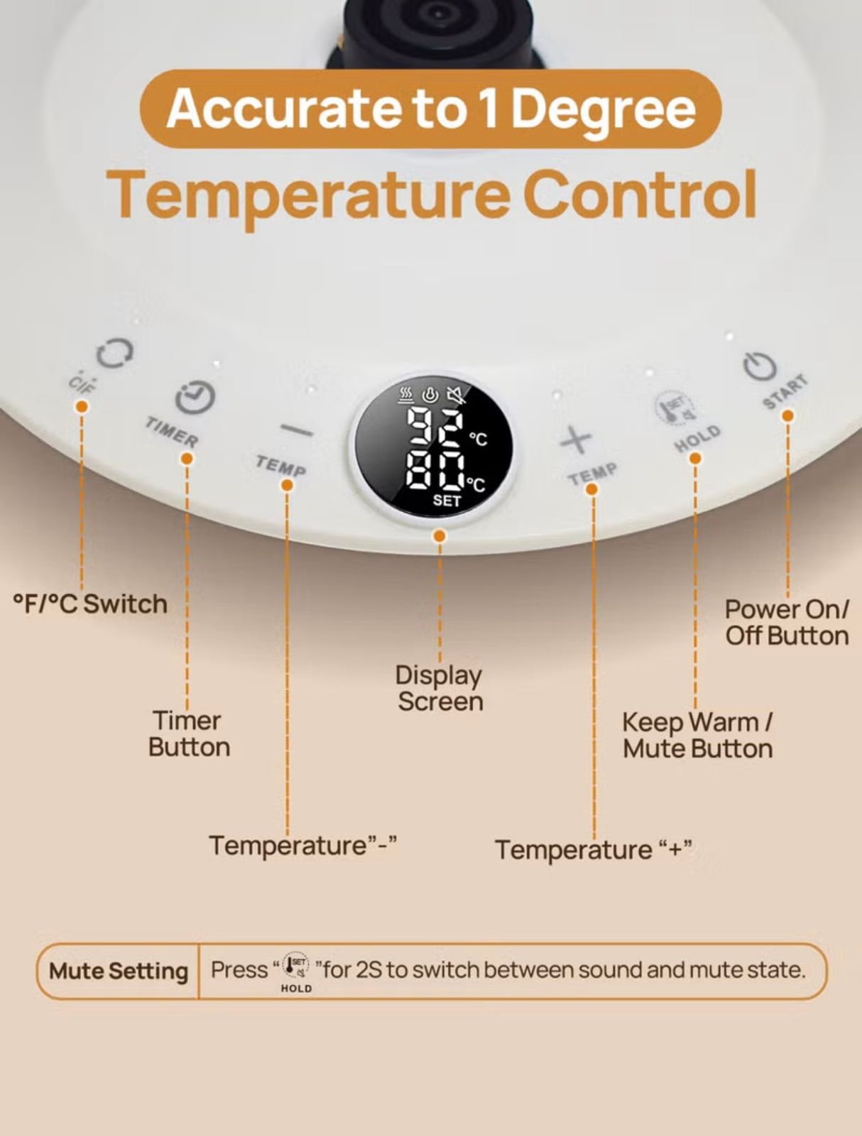 ⁦Electric Kettle V60 Coffee Kettle Gooseneck Kettle 800Ml- Pink⁩ - الصورة ⁦9⁩