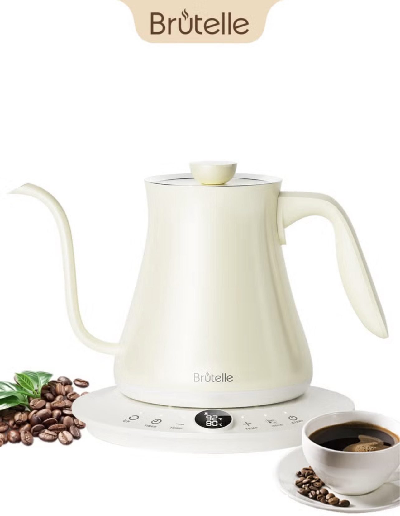 Electric Kettle V60 Coffee Kettle Gooseneck Kettle 800Ml- White