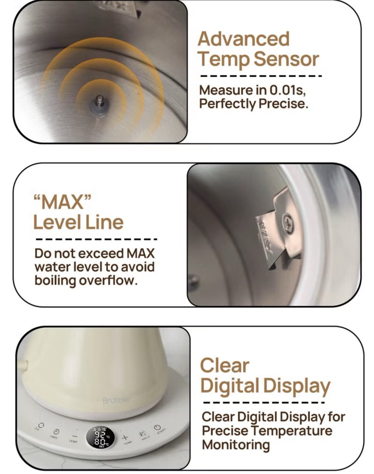 ⁦Electric Kettle V60 Coffee Kettle Gooseneck Kettle 800Ml- White⁩ - الصورة ⁦7⁩