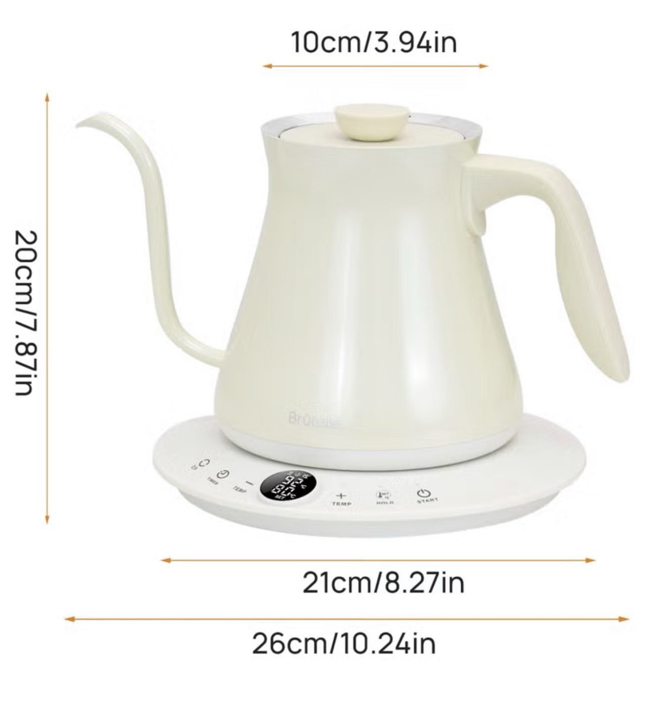 ⁦Electric Kettle V60 Coffee Kettle Gooseneck Kettle 800Ml- White⁩ - الصورة ⁦10⁩
